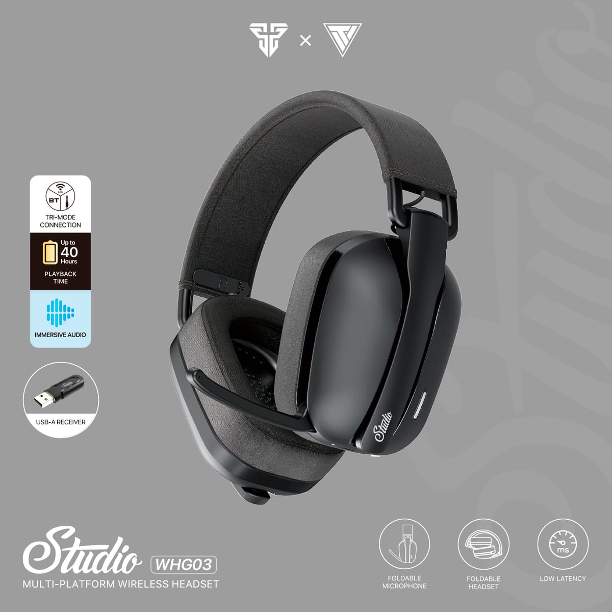 Audífonos 7.1 Inalámbricos Fantech WHG03 Studio Black